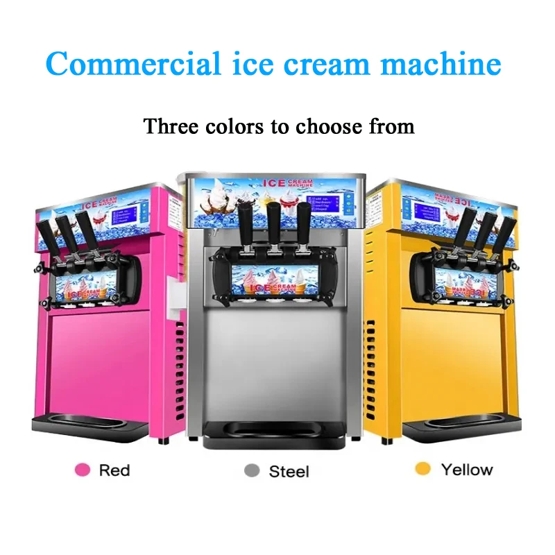 

Commercial Ice Cream Machine With Two 4.2L Hoppers Soft Serve Machine With 3 Flavors Commercial Ice Cream Maker