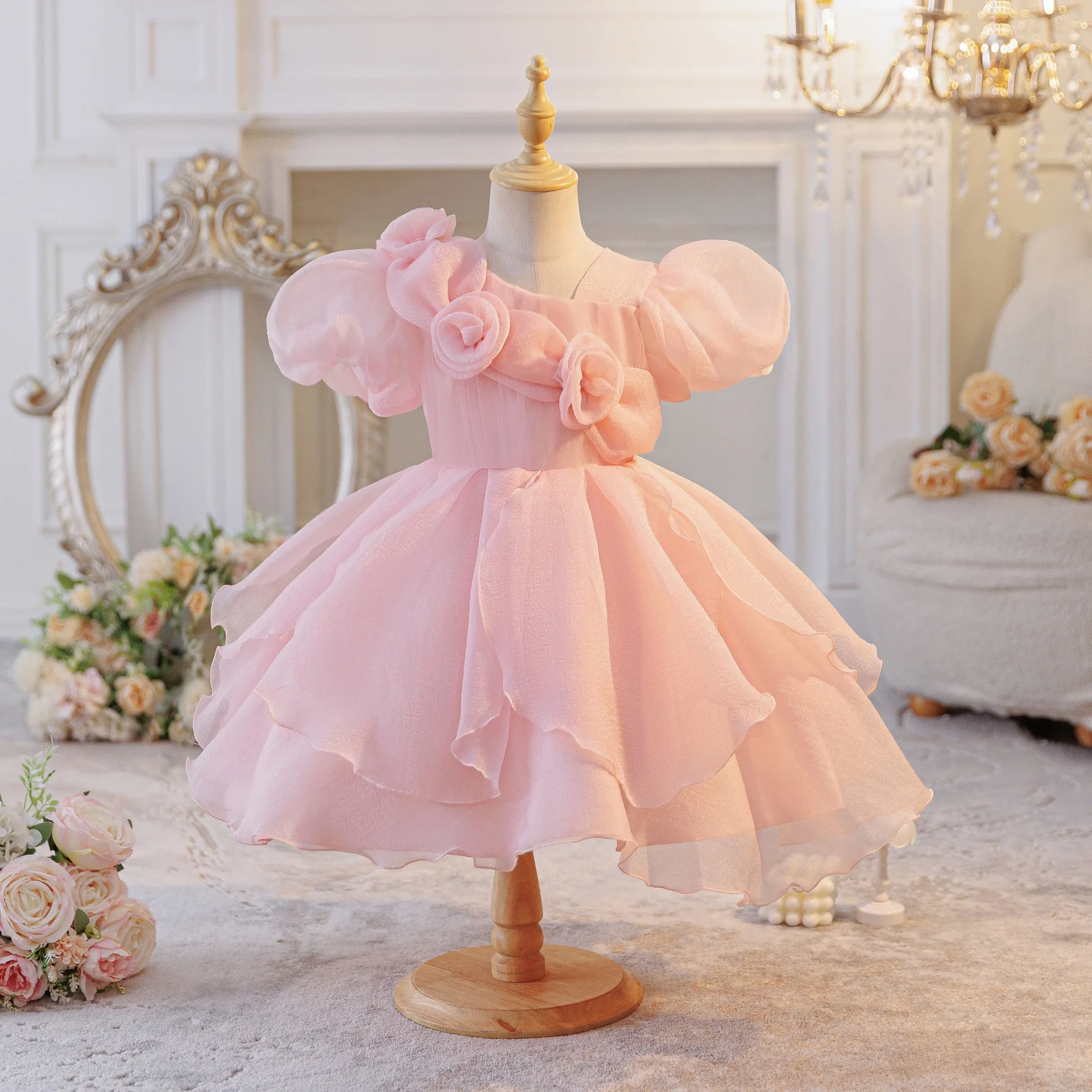 New Baby Summer Girls Flower Dress, Princess Kids Fashion Party  Dresses  3-8T
