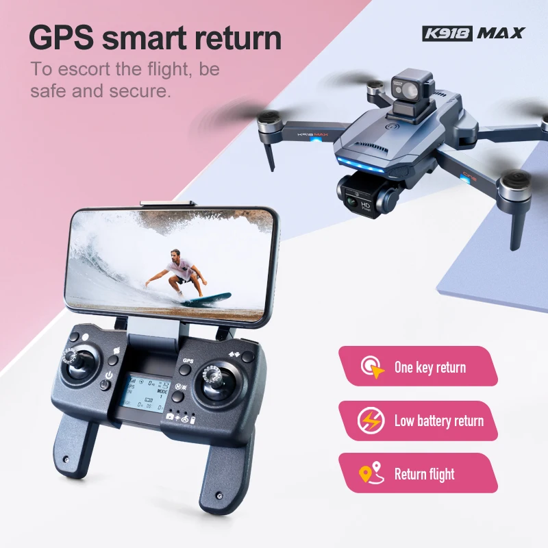 K918 MAX GPS RC Drone 4K 8K HD Dual Camera With Obstacle Avoidance Helicopter Profesional Brushless Dron RC 1200M Plane Toys