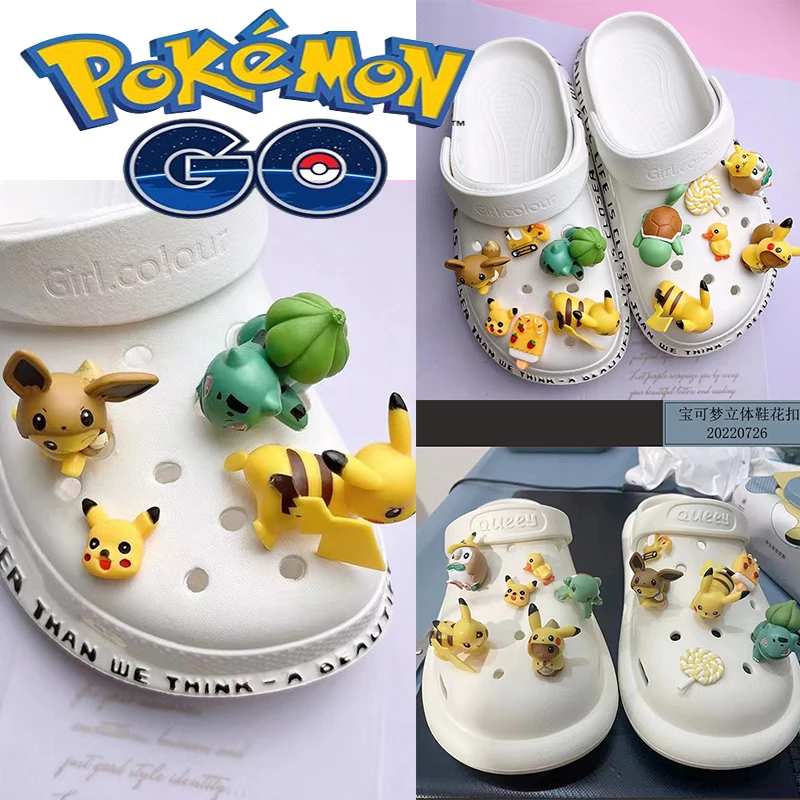 Pokemon Shoe Decoration Buckle Charm Pikachu DIY Jibz Gift Drop Shipping 3D Cartoon Cute Shoes Charms for Croc Clogs Accessories