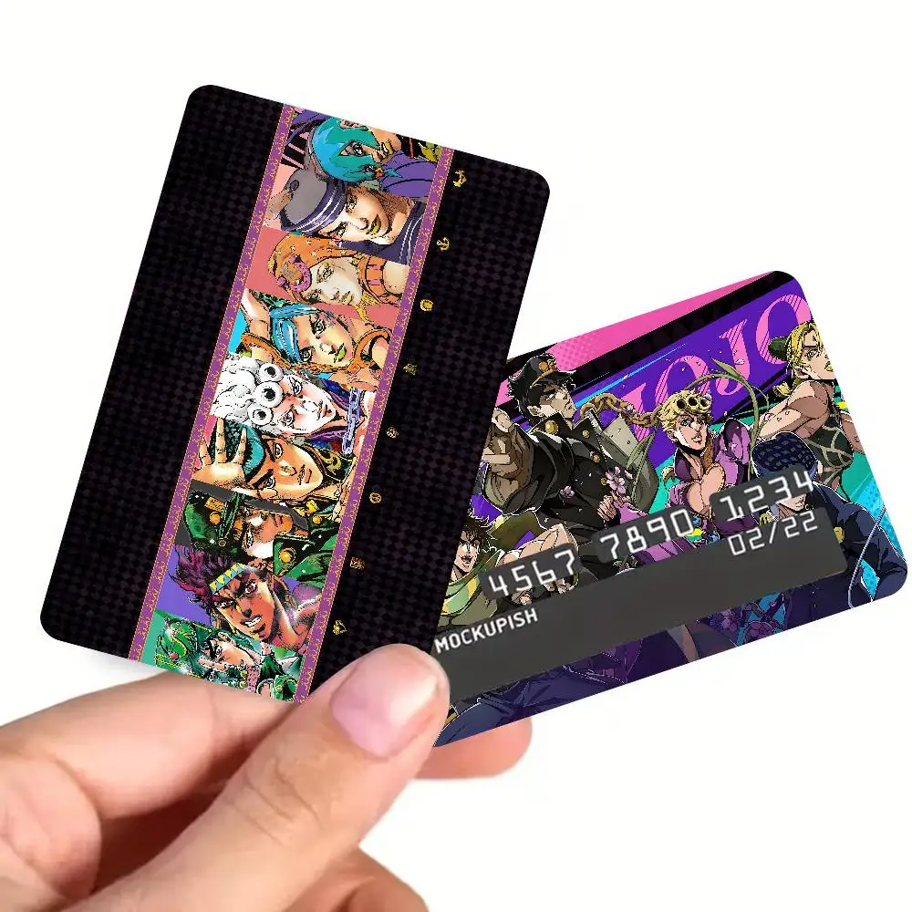 J-JoJo's Bizarre Adventure Anime Cartoon Bear Skin Sticker Film Tape Case for Big Credit Debit Card Front Side