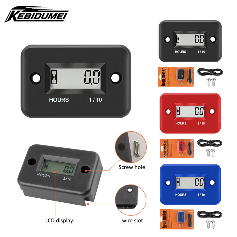 Motorcycle Parts Gauge Engine Portable Digital Tach Hour Meter LCD Display Waterproof Time Gause for ATV Boat Moto Instruments