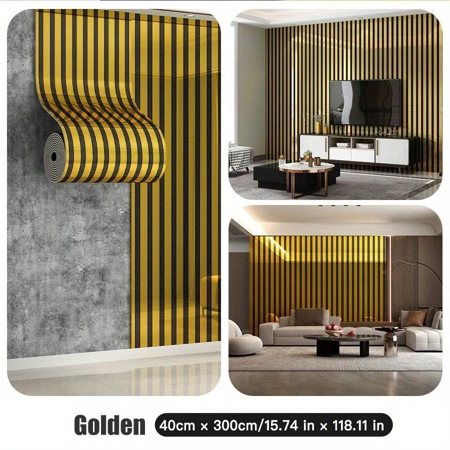 Self-adhesive Hot-Stamped Grid-Patterned Wallpaper and Mirror Wall Decal, 2.5 mm thick, 40 cm wide x 300 cm long