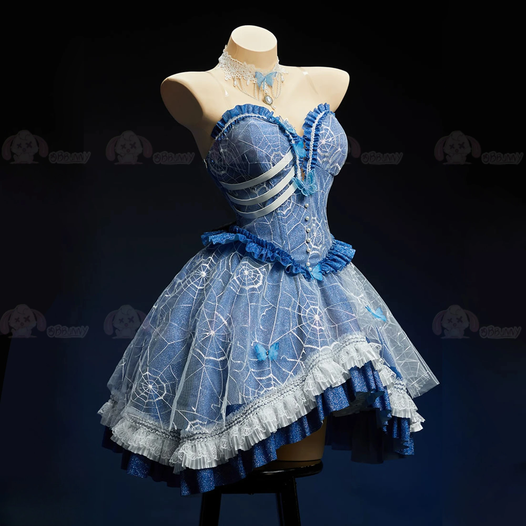 

Emily Cosplay Full Set, Women Blue Gothic Lolita Gown Outfit for Halloween Carnival Comic Con Role Play
