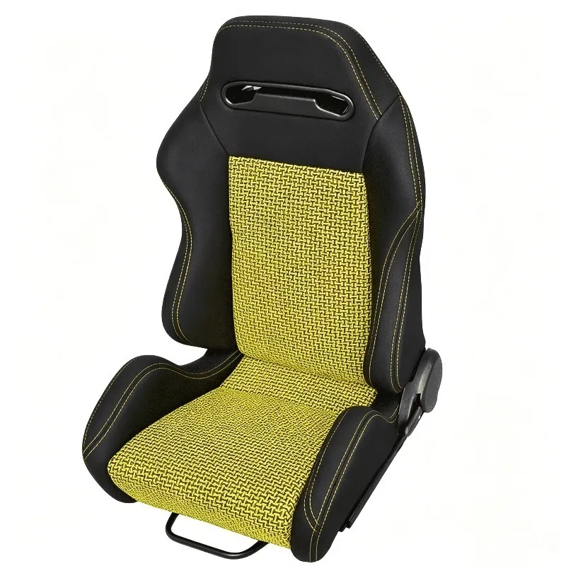 Hot-selling RECARO Racing Bucket Seat in Black and Yellow Fabric, with Dual Locking Rails, Suitable for Car Modification