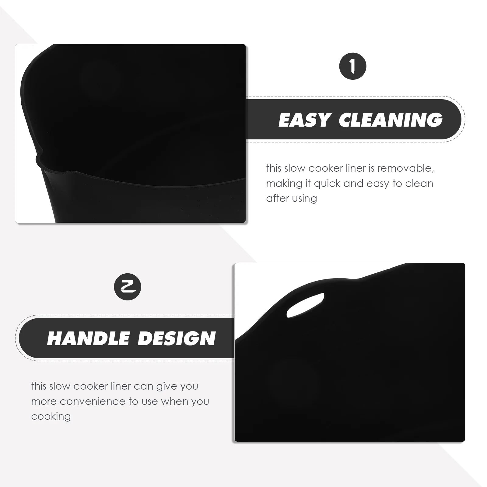 

Silicone Slow Food Grade 7qt Black Kitchen Tool Protector Use Cooker Liner Cleaning Silicone Slow Cooker Liner