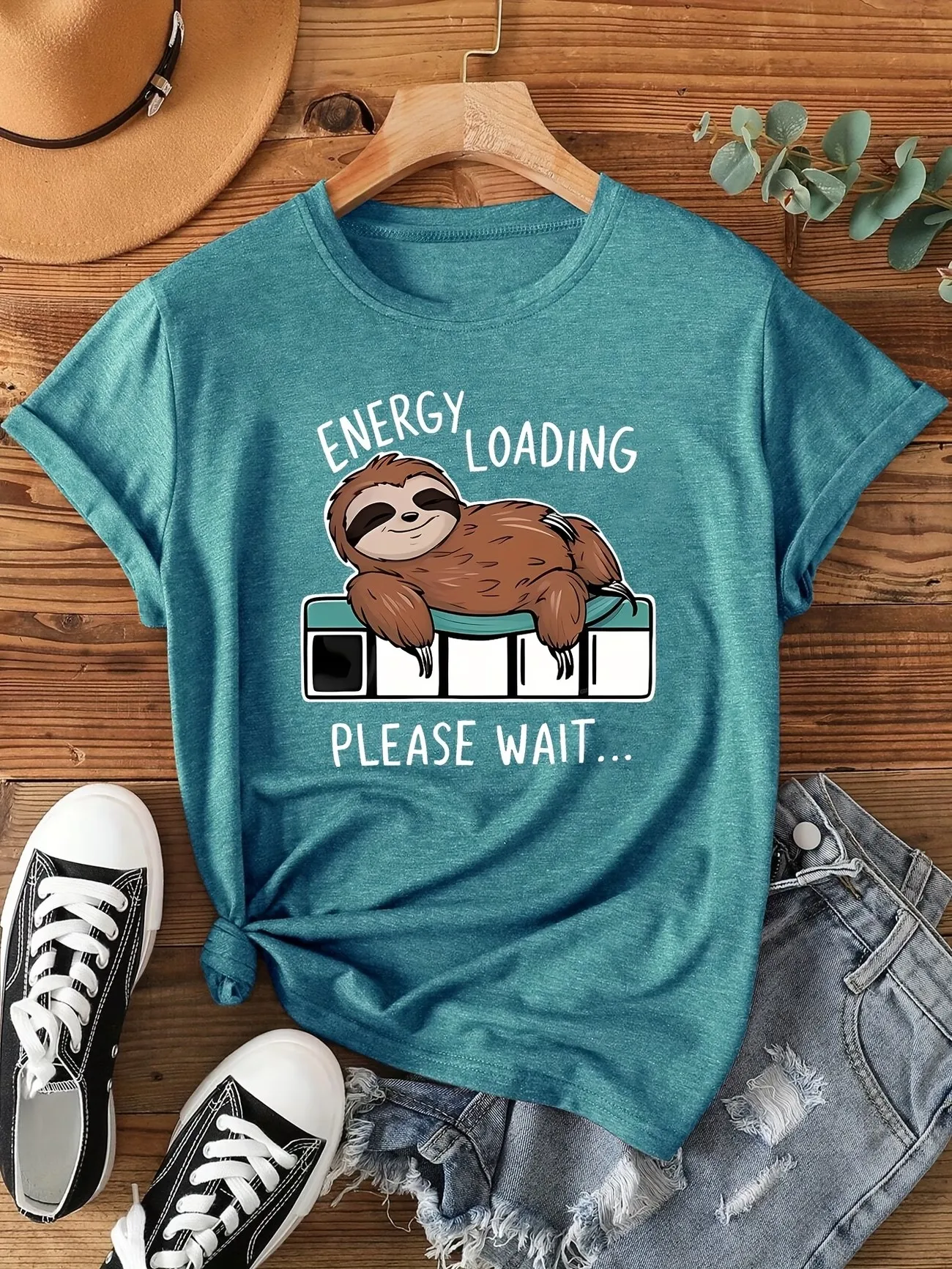 Fashion Cute Sloth T Shirts Kawaii Crewneck Short Sleeve Summer Elegant Comfortable Tops Casual T-Shirts Women Clothing