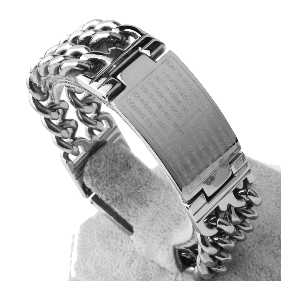 Charming Mens Bible Cross ID Bracelet 316L Stainless Steel Silver color Polishing Bracelet For Men Wholesale 8.85\