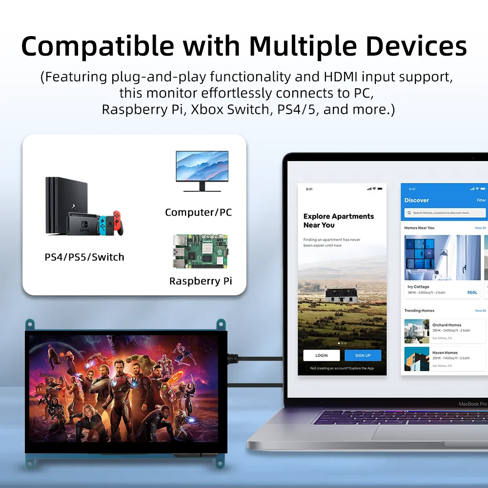 Imagem -02 - Ipistbit-monitor de Tela Sensível ao Toque Ips Tft 1024x600 Hdmi Capacitivo Raspberry pi 4b 3b Mais Aida64 7