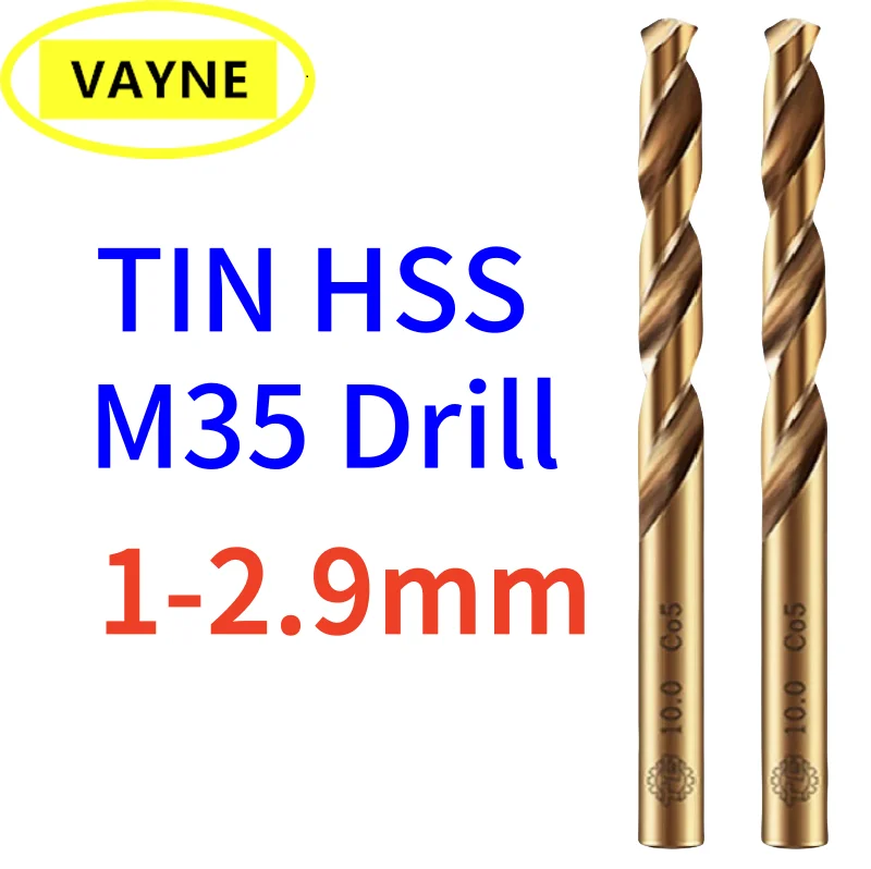 

10 PCS TIN HSS M35 Twist Drill Bit Contains Cobalt Stainless Steel Special Drill Bit Perforated Steel Superh 1-2.9 mm