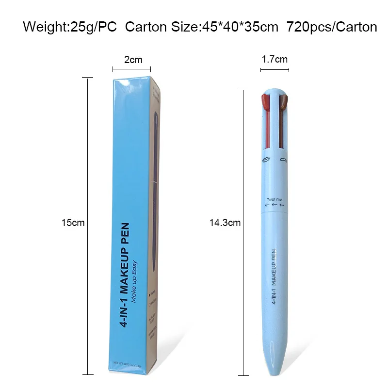 Multi-effect 4 In 1 Eyeliner Eyebrow Pencil Highlighter Pen Long Lasting Waterproof Cosmetic Eyeliner Makeup Pencil Lipliner Pen