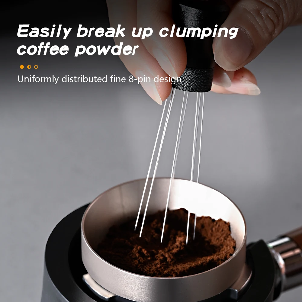 Espresso-Kaffee-Rührnadel mit 8 Nadeln, magnetischer Absorptionsständer, Barista-Kaffee-Rühr-Verteilungswerkzeuge mit Ständer