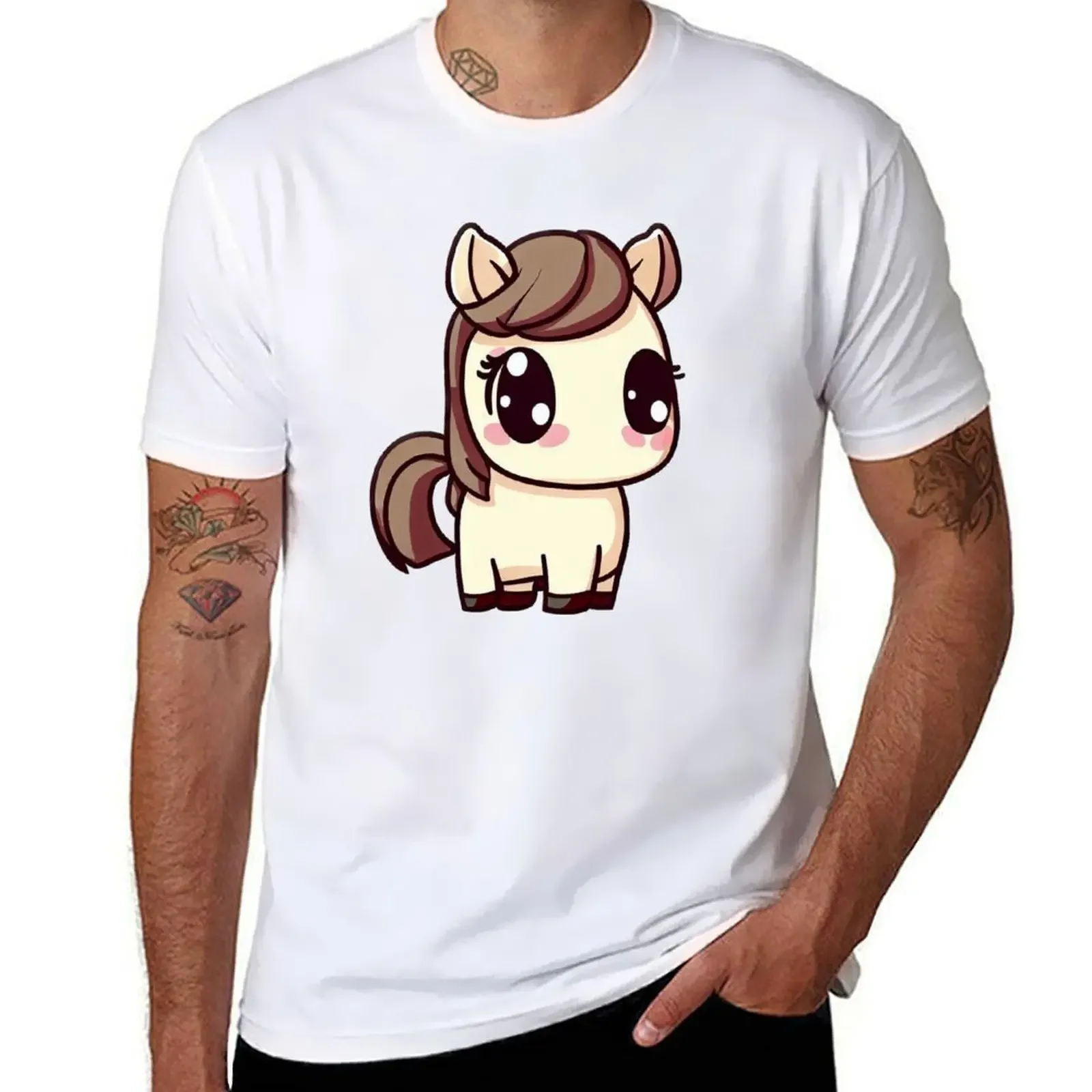 

Horse Kawaii T-Shirt t shirt man casual cotton tshirt 100% T-Shirt