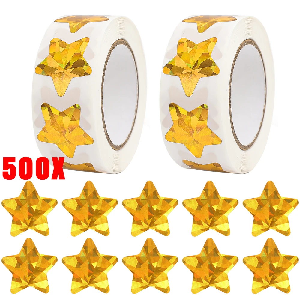 500Pcs Gold Foil Star Thank You Stickers Adhesive Labels Stickers DIY Gifts Baking Package Envelope Stationery Decoration Labels