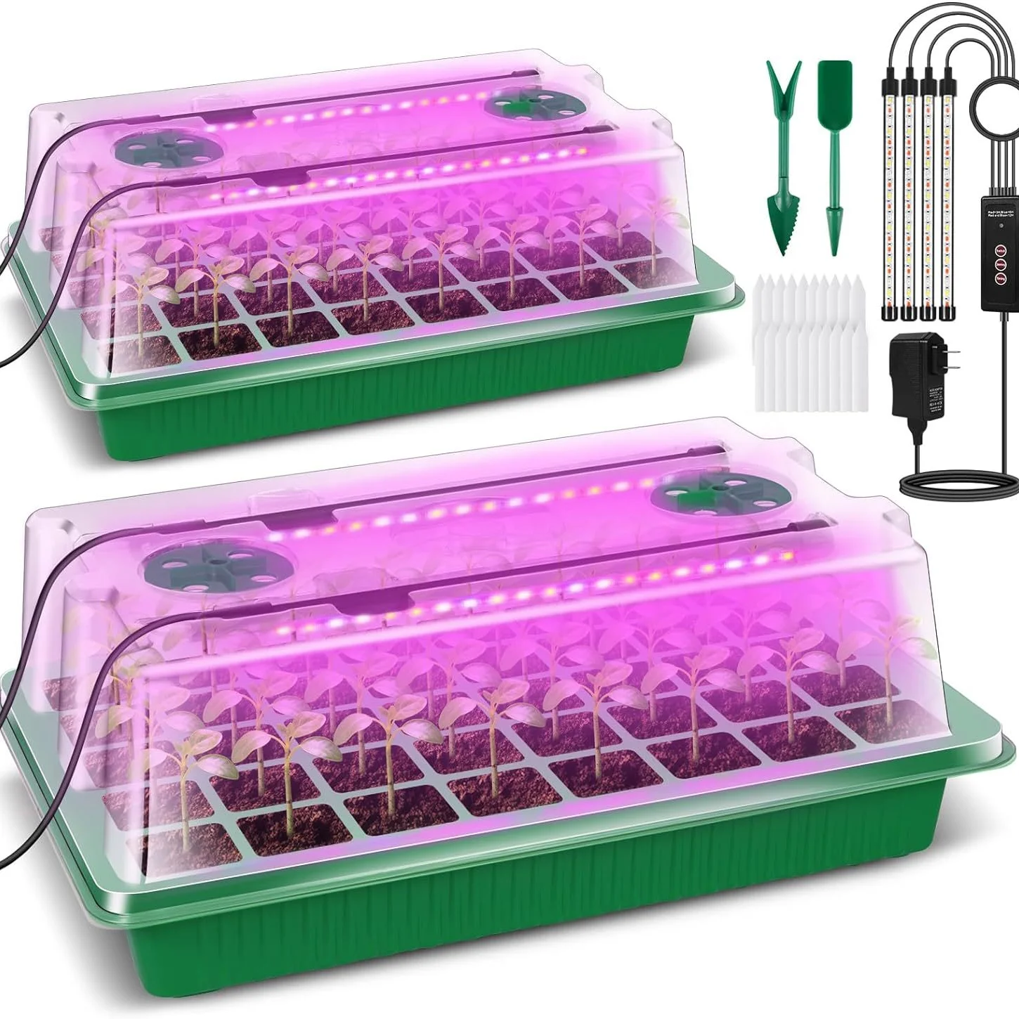 

3 Germination Set Seedling Pots in Total Seed Starter Kit Plant Seeds Grow Box Seedling Trays Germination Box with Dome and Base