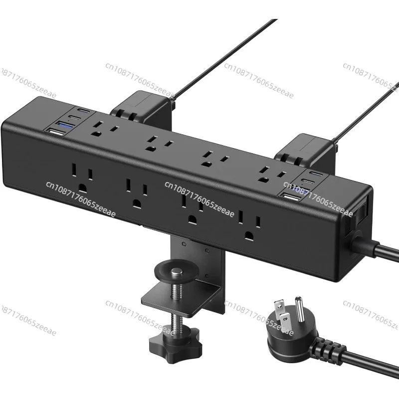 Desk Outlet Station 20W USB C Port. 12 Outlet Desktop Clamp Power Strip Surge Protector 4800J with Switch