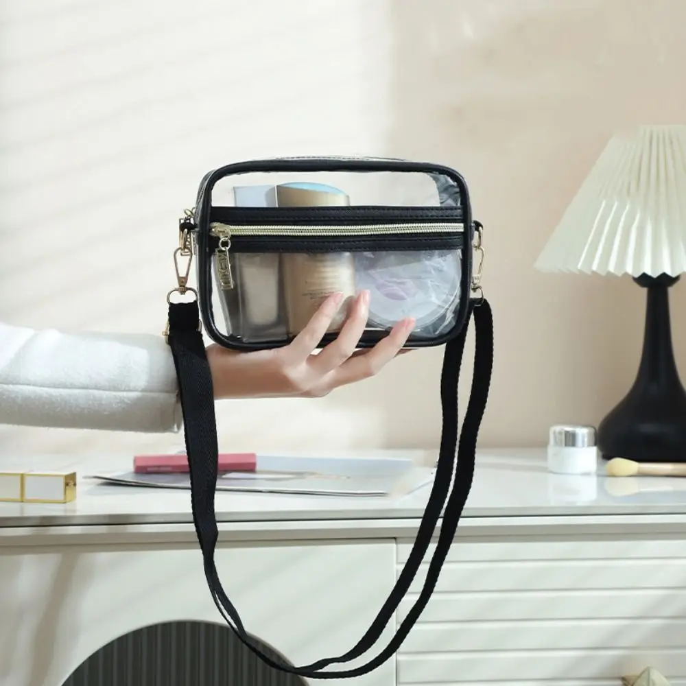 

Waterproof Transparent Shoulder Bag Adjustable Shoulder Strap Zipper PVC Crossbody Bag Storage Bag PVC Clear Messenger Bag