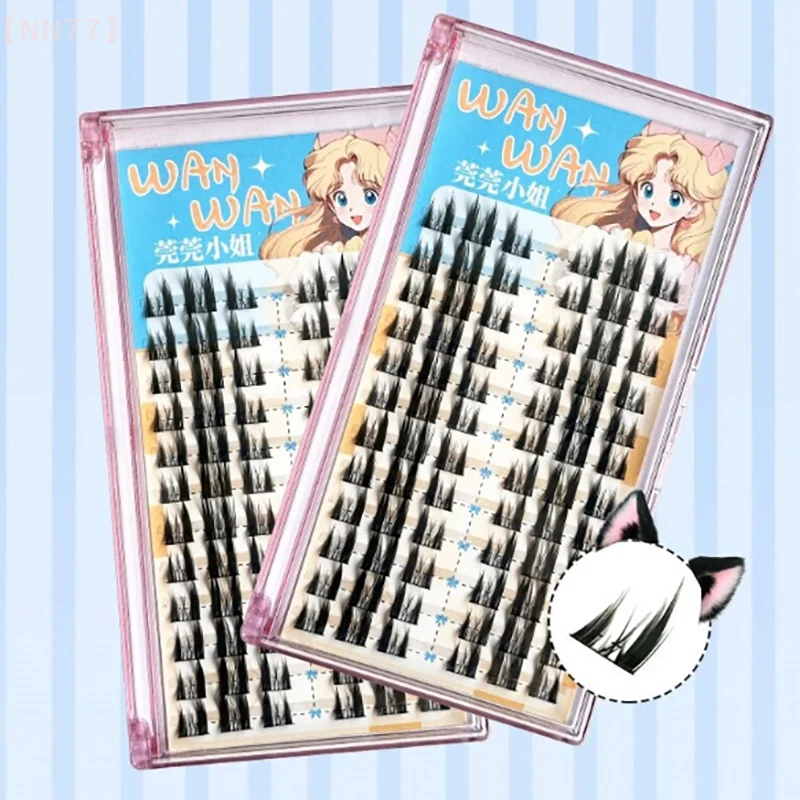 Cravatta segmentale per gatti Ciglia finte Simulazione Cartone animato Gatto spesso Elfo Ciglia arricciate naturali segmentali a lunga durata