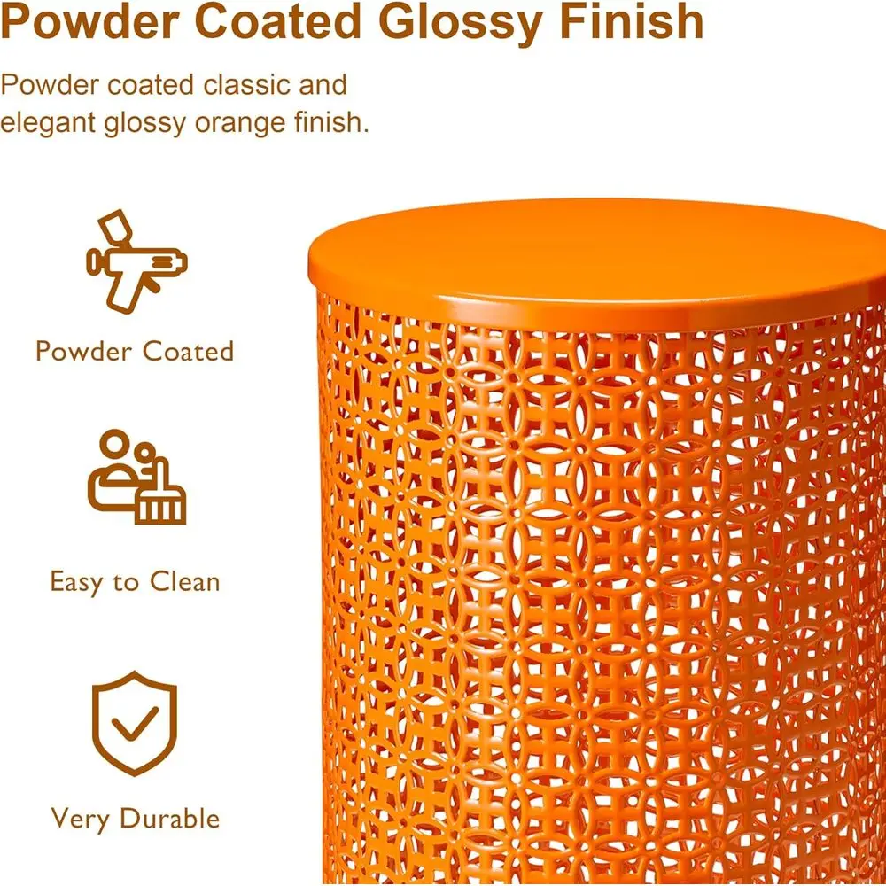 Outdoor Side Table Set o 2, Decorative Garden Stool or Patio Heavy Duty Metal e Accent Table ern End Table, Glossy Orange view 4
