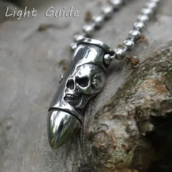 2022 NEW Men's 316L stainless-steel Skull Wrap Bullet cross Pendant NecklaceHigh Quality punk Jewelry free shipping