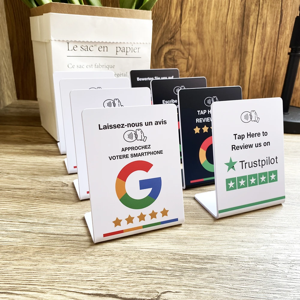 Small Size NFC Tap Table Display Google TripAdvisor Trustpilot Review NFC Stand NFC Table Display  for Boosting Business