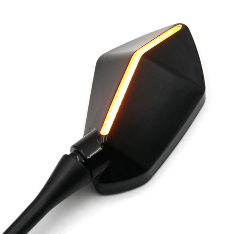 Specchietto retrovisore a doppia luce modificato per moto, indicatore di direzione a LED, filettatura per specchietto retrovisore da 6 mm + doppia luce
