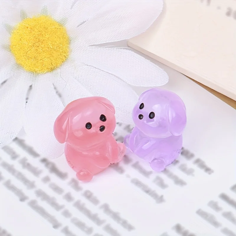 30Pc 빛나는 수지 강아지 인형 다채로운 미니 만화 개 장식 DIY 마이크로 풍경 액세서리 정원 장식 수지 공예