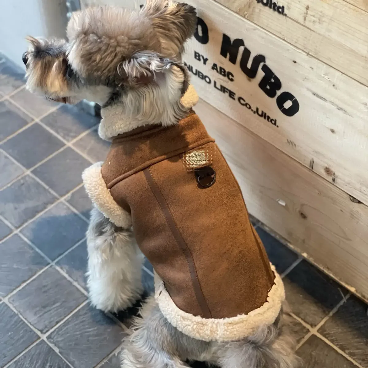 Pet Clothes with Plush Cotton Coat, Teddy Bear, Leather Vest, Teddy Bear