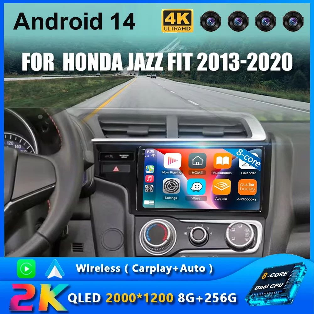 Android 14 Car Radio Multimedia Video Player Navigation Car Stereo For Honda Jazz 3 2015-2020 Fit 3 2013-2020 Carplay Auto 2Din