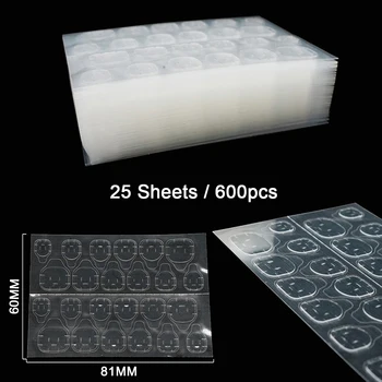 양면 네일 접착제 스티커, 가짜 손톱용 접착 탭, 매우 끈적한 방수 통기성 젤리 접착제, 25 매/600 개 