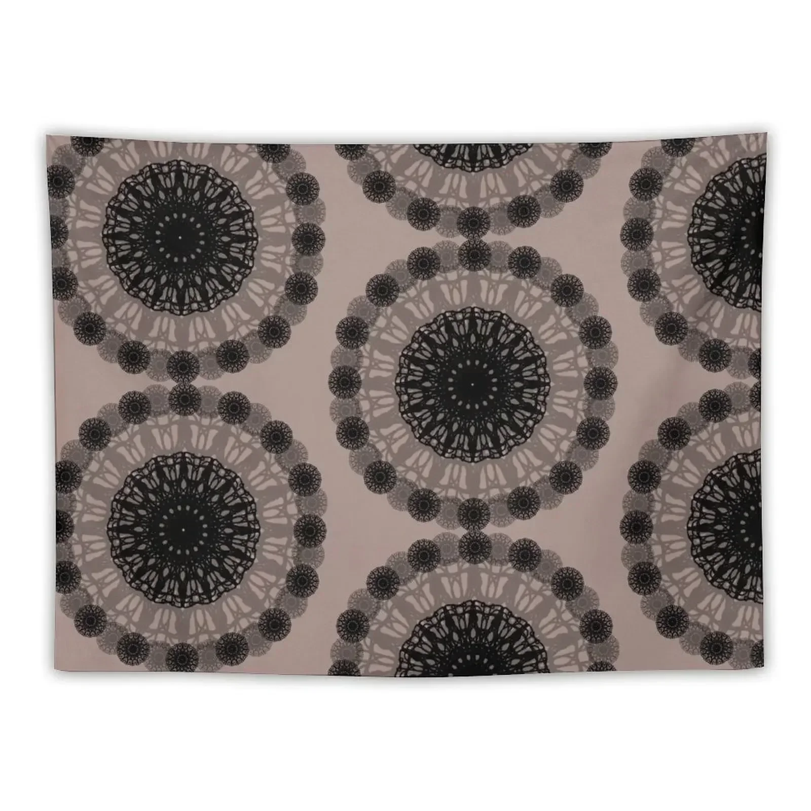 

Floral Black Mandala on Pastel Brown Tapestry Wall Hanging Wall Room Decorations Aesthetic For Bedroom Cute Room Things Tapestry