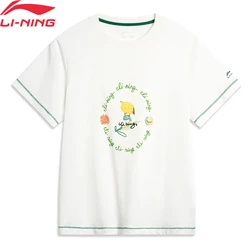 Li-Ning Women Training Sports T-Shirt Breathable 93%Cotton 7%Spandex LiNing Loose Fit Sports Short Sleeve  O-Neck Tee AHSU332