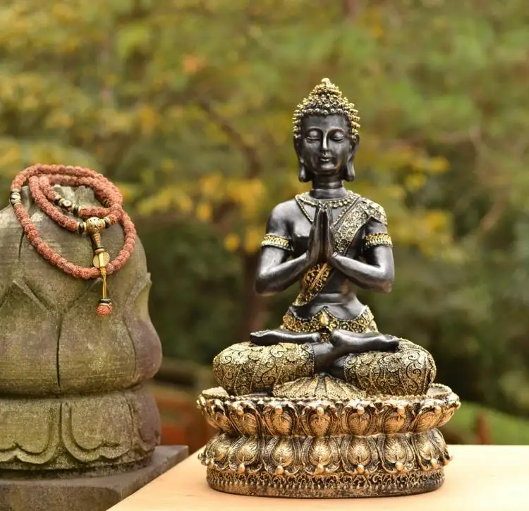 large - Wholesale Buddhist supplies # home good decorative Buddha art -Southeast Asia Lotus Praying  Sitting Buddha art statue