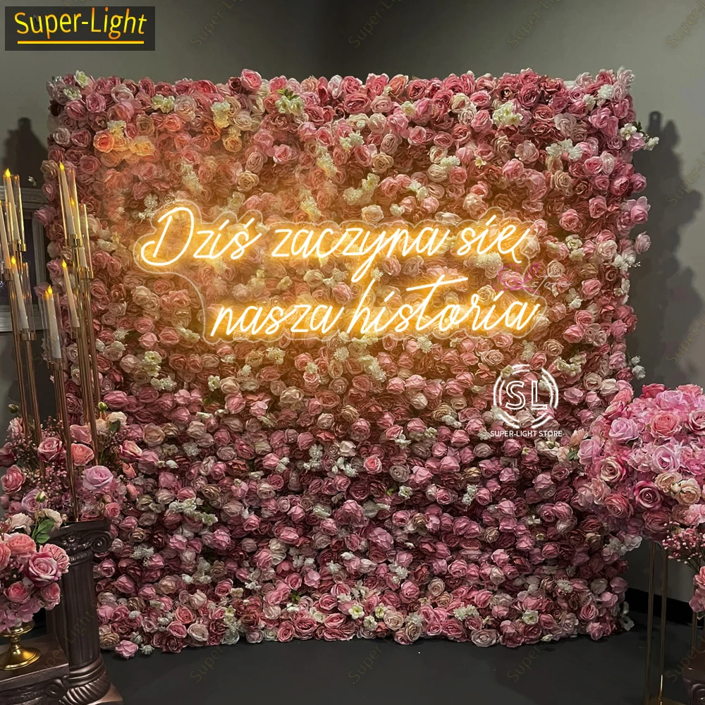 Big 85x30cm Today Begins Our Story Neon Sign for Wedding Neon Polski Producent Party Wedding Neon Sign Wall Home Decoration