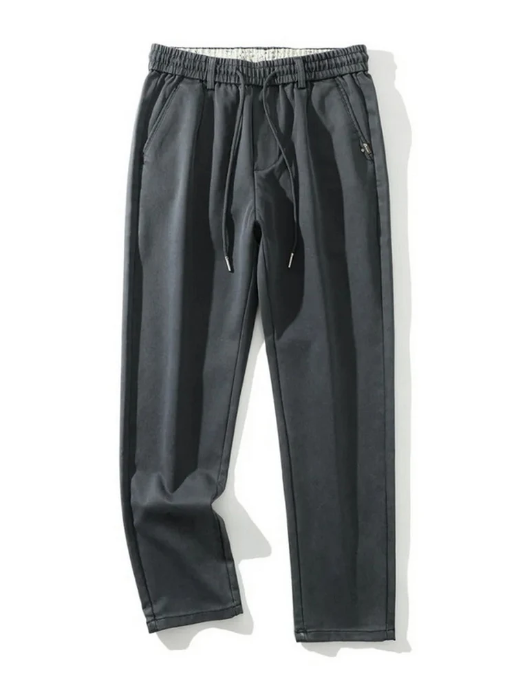 

Новые осенние мужские повседневные брюки свободного прямого кроя из дышащей комфортной смесовой ткани Lenzing Lyocell, эластичные, в британском стиле