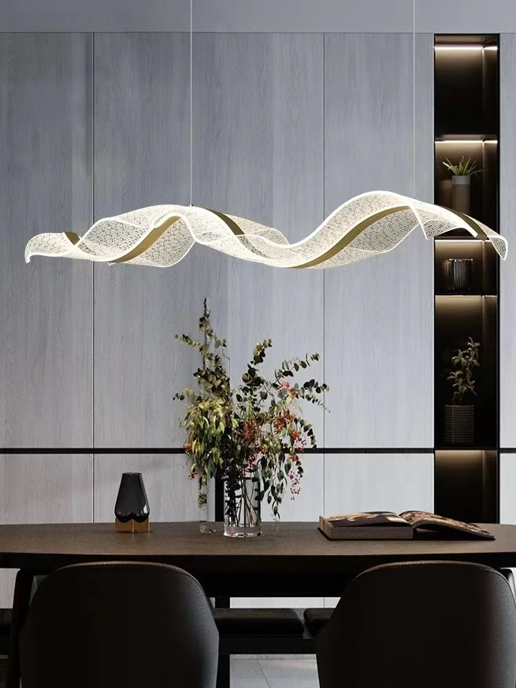 Nordic Creative Design LED Wave Pendant Lamps for Restaurant Room Bar Food Table Chandelier Home Decor Hanging Light Fixture