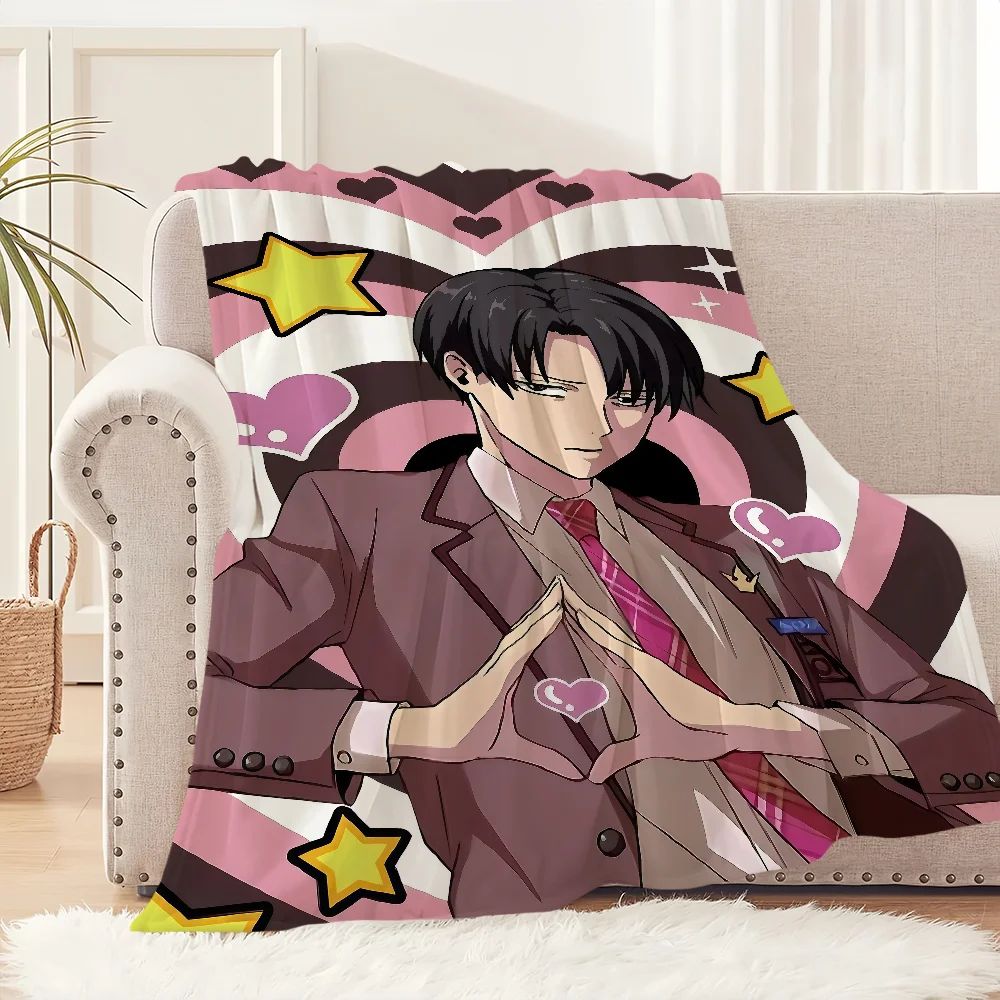 classic hot anime art cool L-Levi Ackerman chibi Flannel warm comfort soft plush blanket sofa living room bedroom travel gift