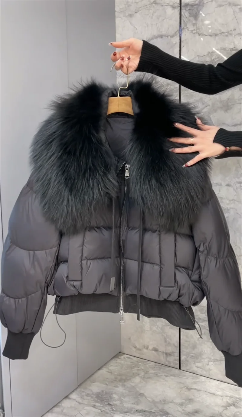 FURYOUME 2023 Winter 90% White Duck Down Jacket Women Thick Warm Parkas New Big Real Raccoon Fur Collar Female Outerwear Fashion