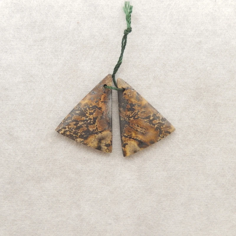 

Пара треугольных сережек Chohua Jasper из натурального драгоценного камня, многофункциональные с коричневыми, черными, бежевыми включениями, ремесленные украшения
