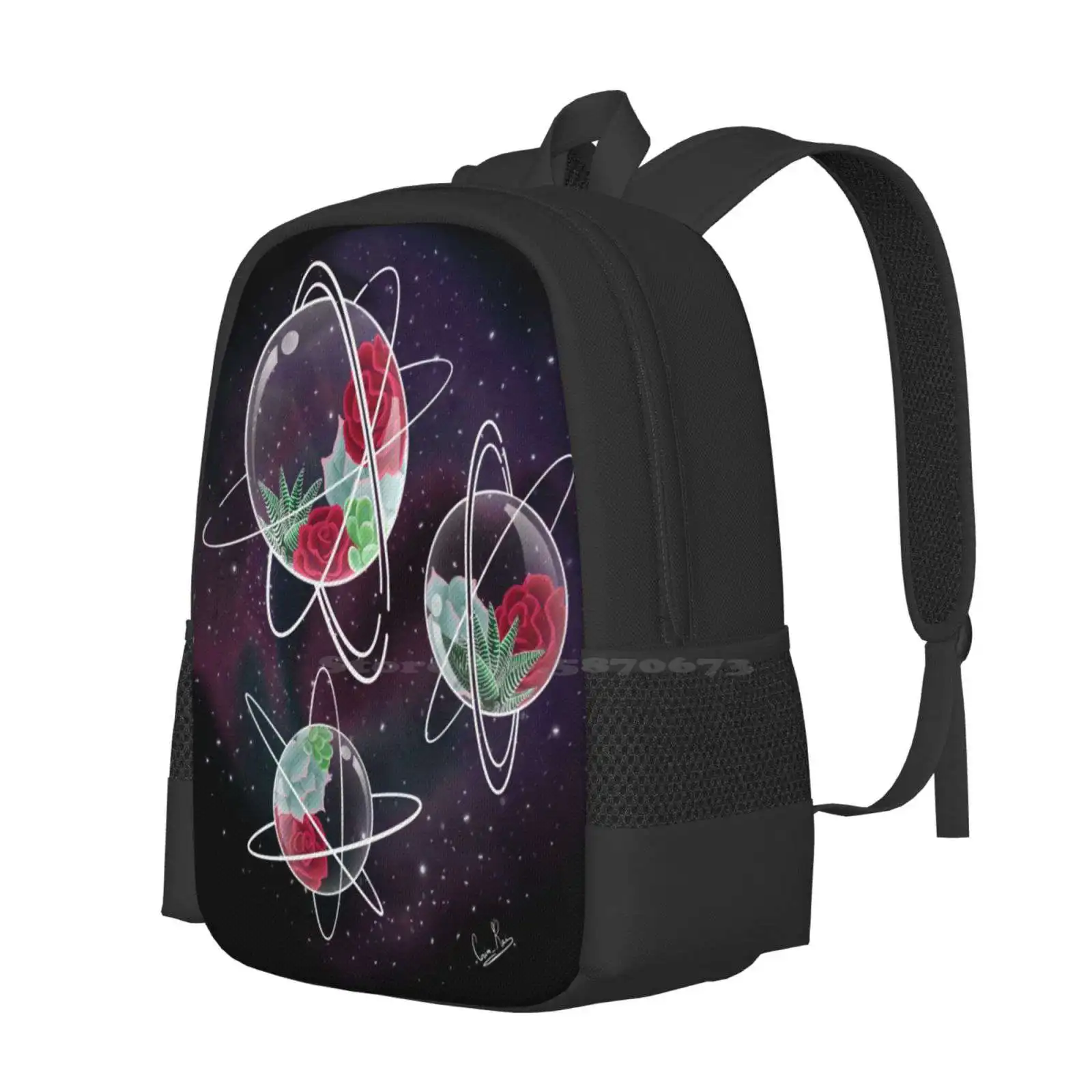 Plant Astronauts New Arrivals Unisex Bags Student Bag Backpack Plants Succulents Astronomy Astronaut Bubbles Glass Planets