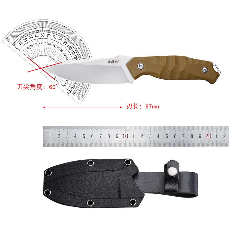 Sanrenmu S718 Fixed Blade Knife 12c27 Blade Outdoor Camping Survival Tactical Hunting with K Sheath Edc Utility Tool knives