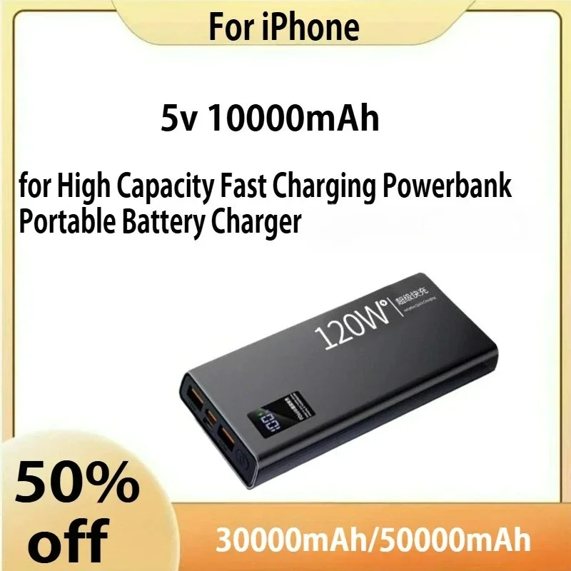 

120W Power Bank 50000mAh High Capacity Fast Charging Powerbank Portable Battery Charger For iPhone Samsung Huawei Hot