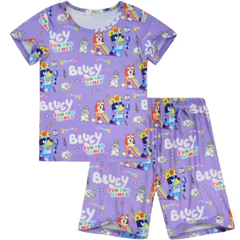

Bluey Summer Pyjamas Boys and Girls Sleepwear Baby Set Boys Girls Short Sleeved Pijamas Cotton Nightwear Clothes Pajamas Sets
