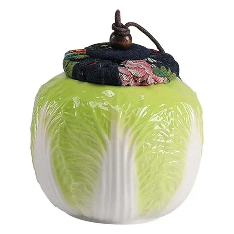 

AC76- Tea Jar Storage Canister Chinese Cabbage With Lid Organizer Storage Jar Tea Tin For Tea Sugar Coffee Durable Easy T