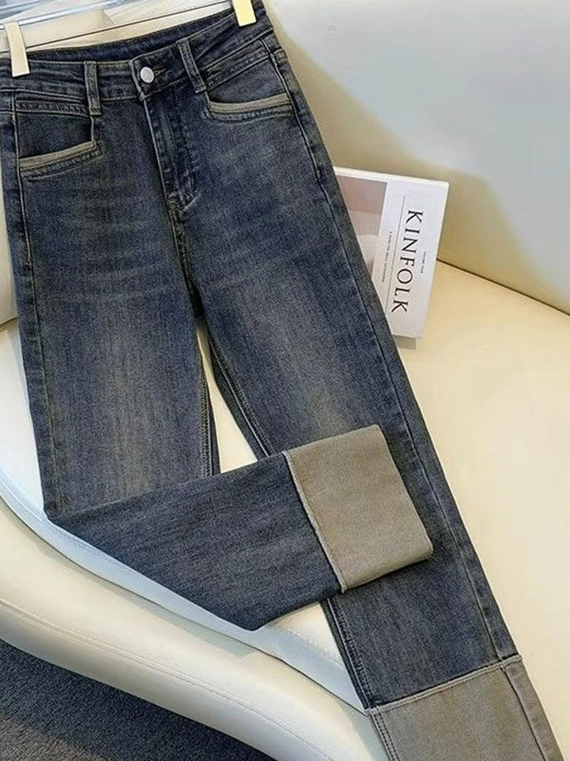 

Джинсы Cement ey Cigarette для женщин, новые летние модные брюки 2024 года, укороченные прямые джинсы маленького размера