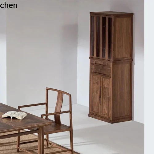 Cz solid wood vertical cabinet buddha niche altar black walnut altar buddha cabinet god of wealth with door altar