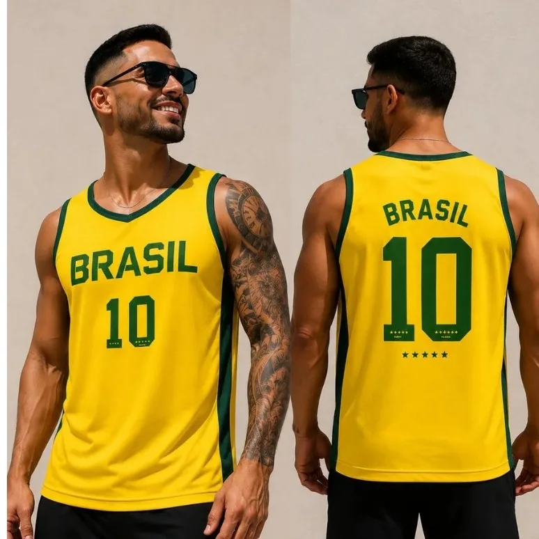 Brasil 10 Basketball Jersey Men Tank Top Brazil Soccer Football Fan Sleeveless T-Shirt Summer Gym Fitness Sports Vest Clothing
