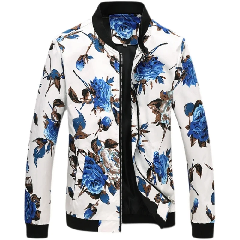 2022 Autumn New Printed Jackets Fashion Slim Fit Mens Casual Bomber Jacket Cardigan Zipper Coats Big Size 6XL Windbreaker Coat