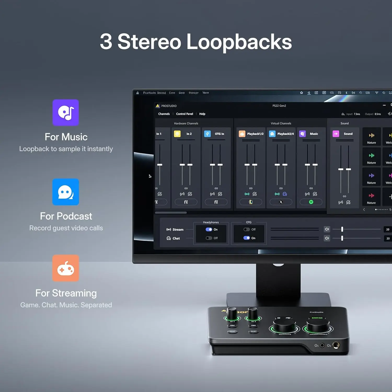 MAONO P2 Hybrid USB Audio Interface Mixers Dual XLR for PC Phone iPad Guitar 56dB Gain Loopback for Podcast Streaming Recording view 4