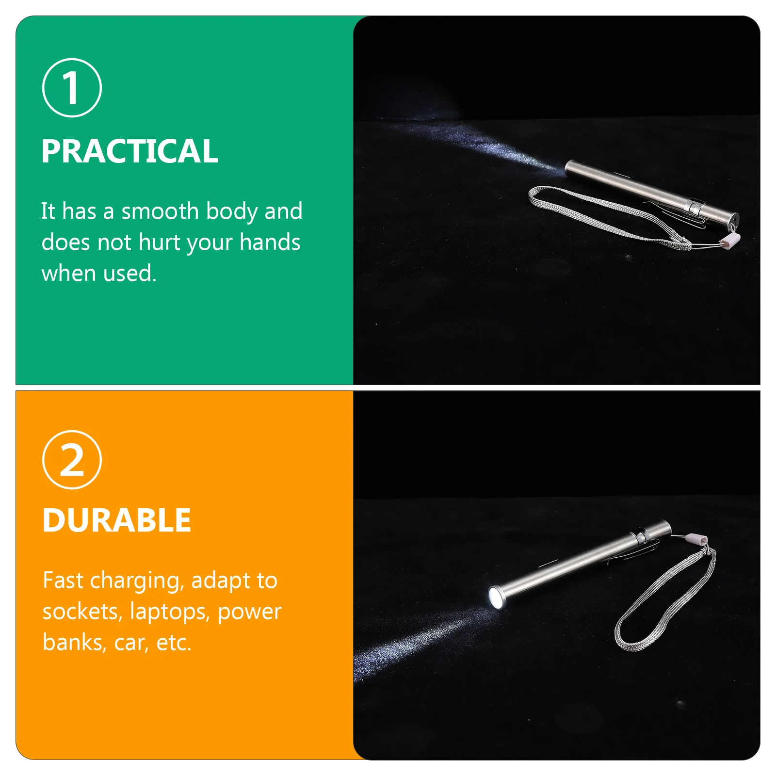 

USB Medical Stainless Steel Pen Shaped Lamp Portable Examination Light Hospital Inspection Beam Nursing Flashlight